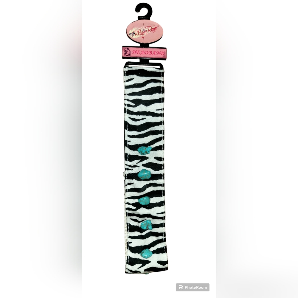 Blazin Roxx Zebra and Turquoise Headband/Hat Band